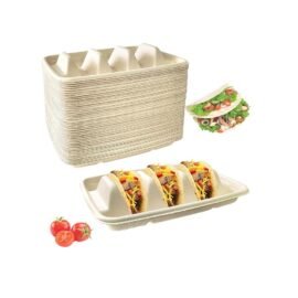 Disposable Taco Plates with 3 Dividers