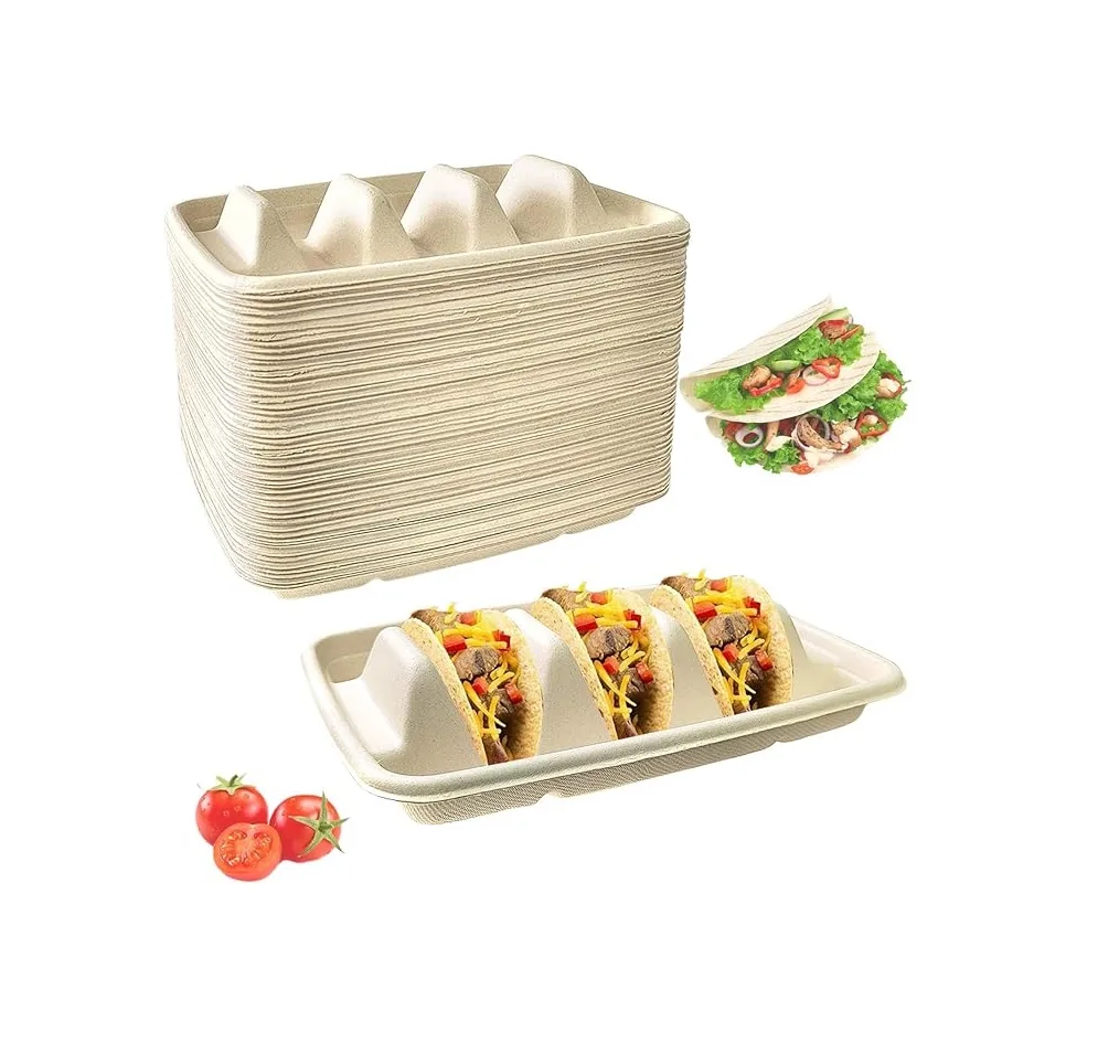 Disposable Taco Plates with 3 Dividers