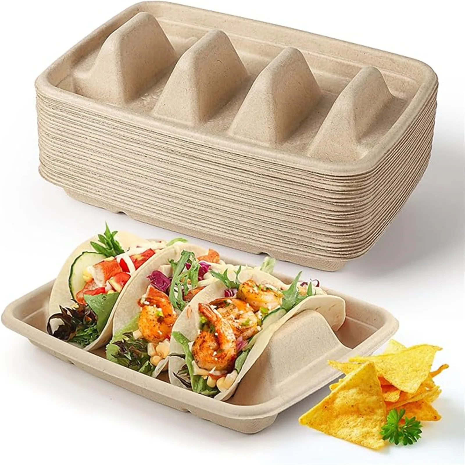 Disposable Taco Plates with 3 Dividers - Image 2